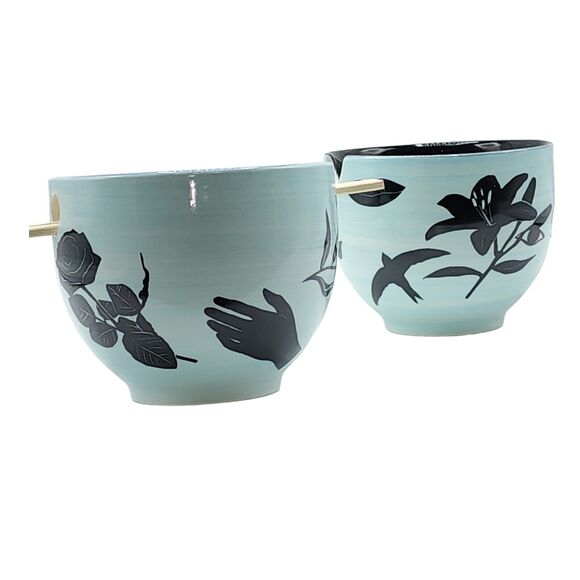 UO Home Set of 2 Ramen Noodle Bowls with Chopstick Holders Sticks Not Included - Picture 6 of 16